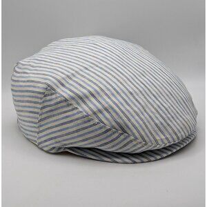 Vintage Broner Newsboy Cabbie Hat Stripe Linen Size Large USA Made Golf Cap